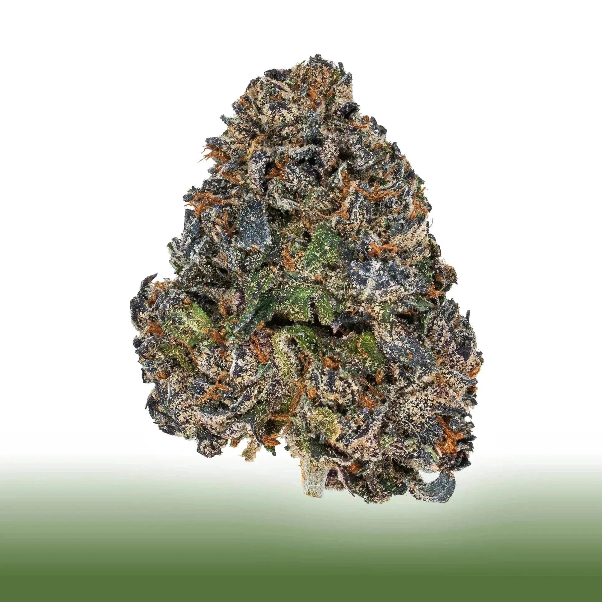 Collection of Close-up of Black Runtz premium flower bud with dense trichomes and vibrant purple, green, and orange hues in a gallery layout