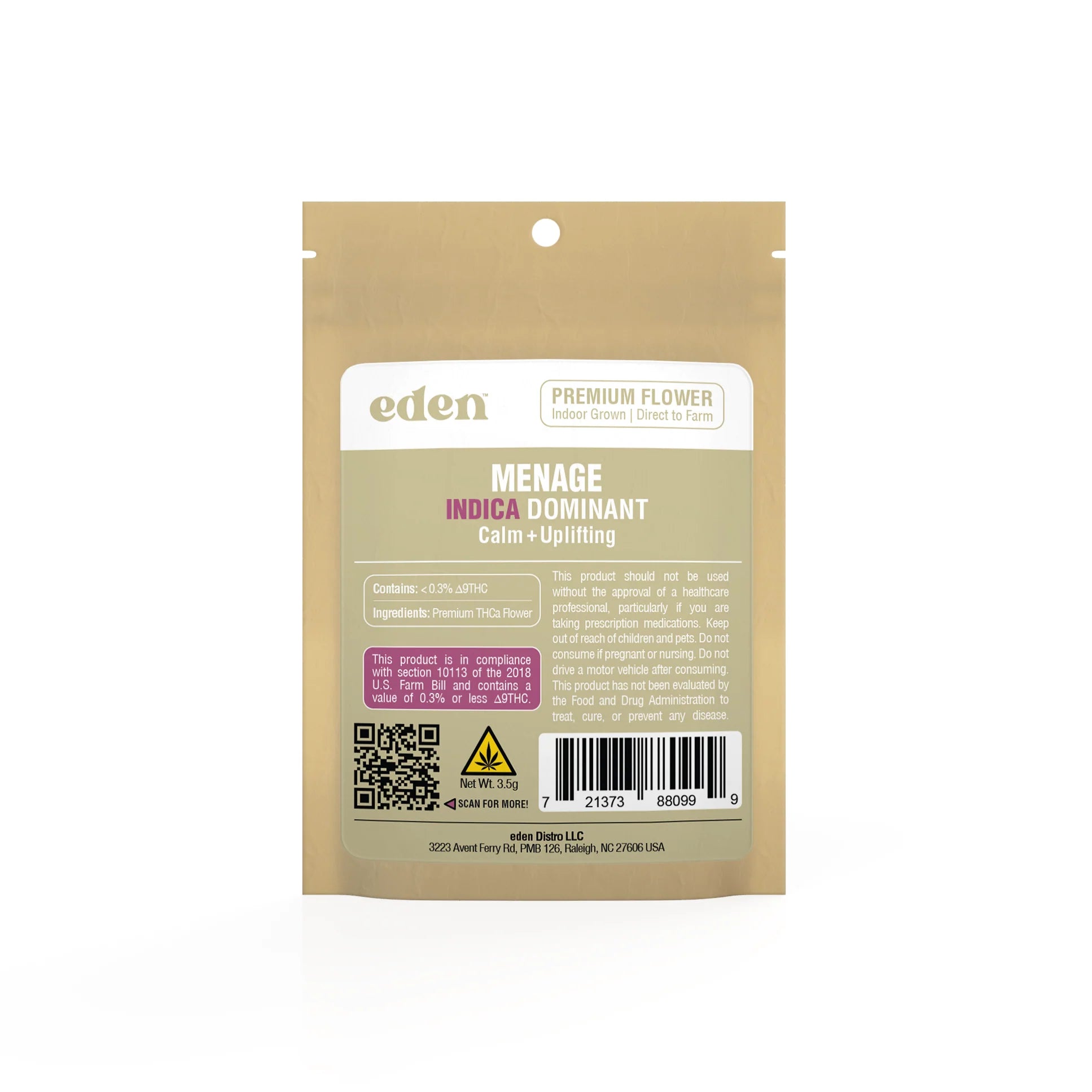 Collection of Premium Flower Menage THCa indica-dominant hybrid with sweet berry and vanilla aroma in a gallery layout